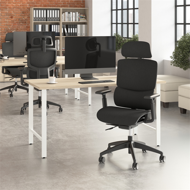Pemberly Row High Back Ergonomic Office Chair with Lumbar Support - Black Fabric
