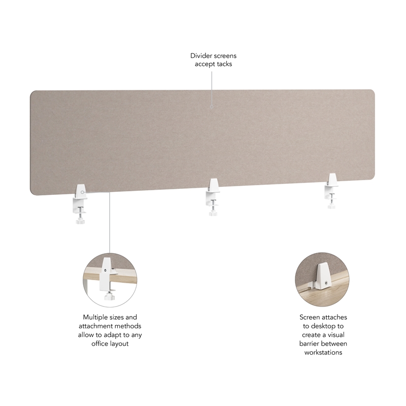 Pemberly Row Modern 70W Desktop Privacy Screen in Warm Beige