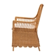 Pemberly Row Bohemian Light Honey Scalloped Rattan Arm Chair