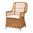 Pemberly Row Bohemian Light Honey Scalloped Rattan Arm Chair