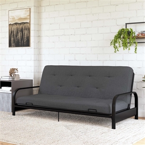 Pemberly Row 6&quot Full Size Microfiber Coil Futon Mattress in Dark Gray
