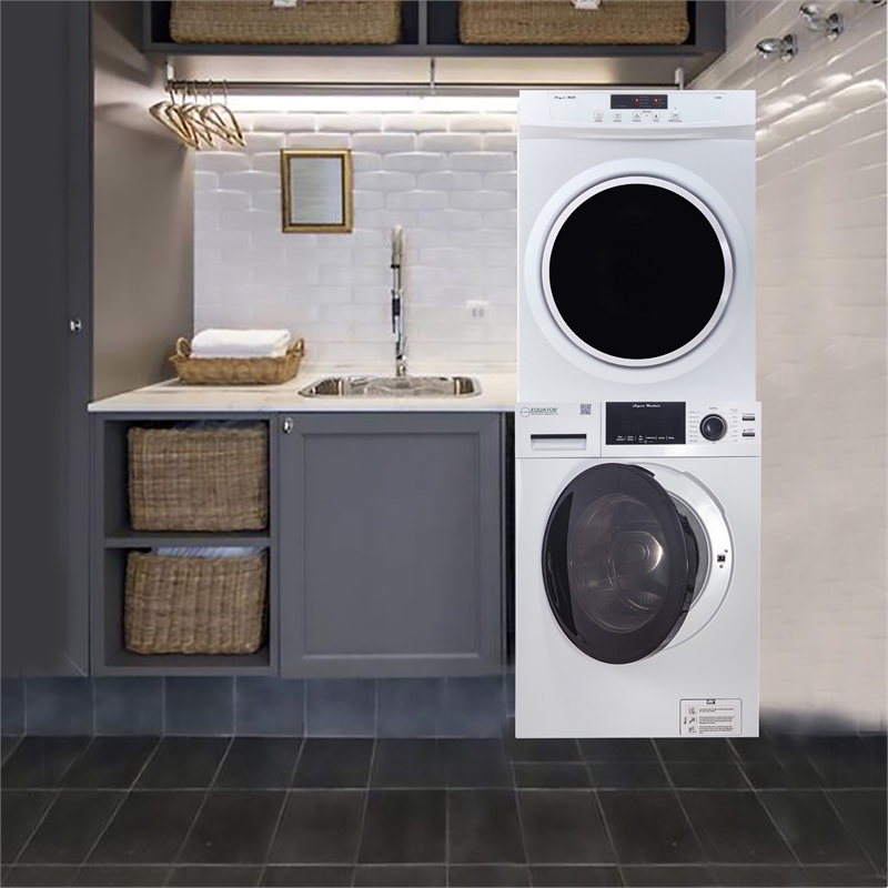 Pemberly Row 15lbs Compact 110V Set Washer + Dryer Vented 3.5cf Sensor