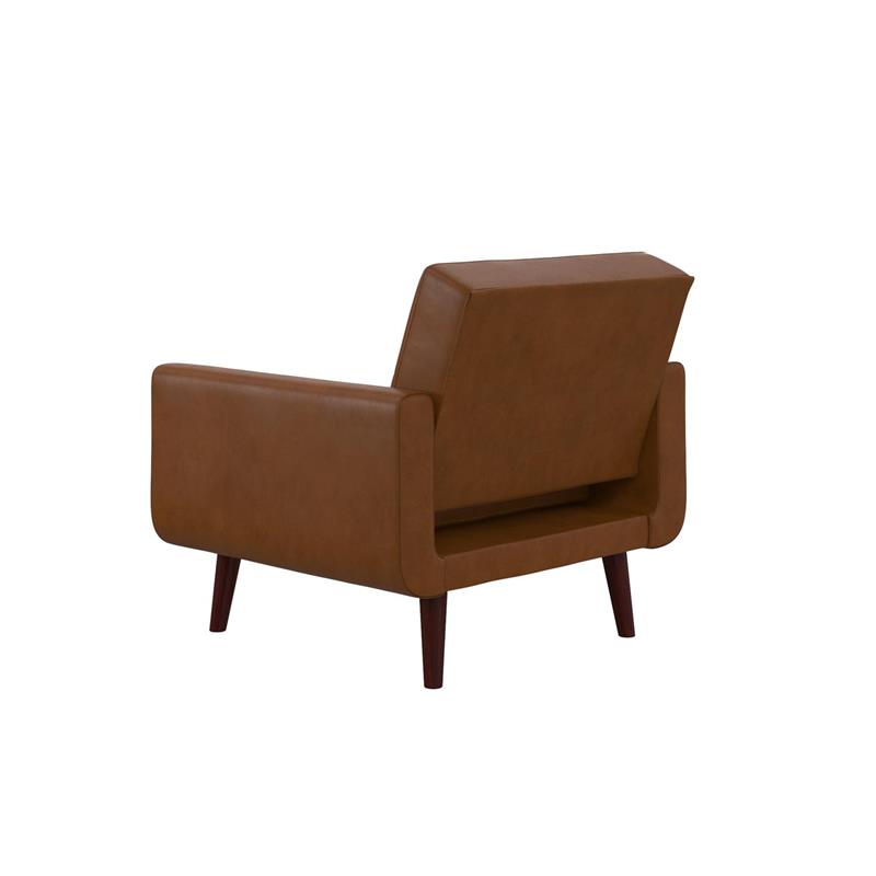 Pemberly Row Modern Chair Upholstered Accent Chair in Camel Faux Leather