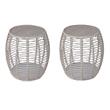 Pemberly Row Set of 2 Transitional Rattan End Tables in Whitewashed/Espresso