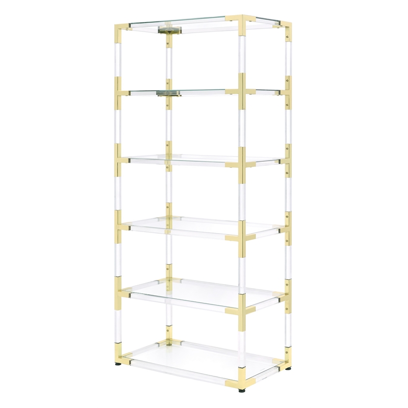 Pemberly Row Set of 2 Lucite Acrylic Bookcases with 6 Shelf in Clear