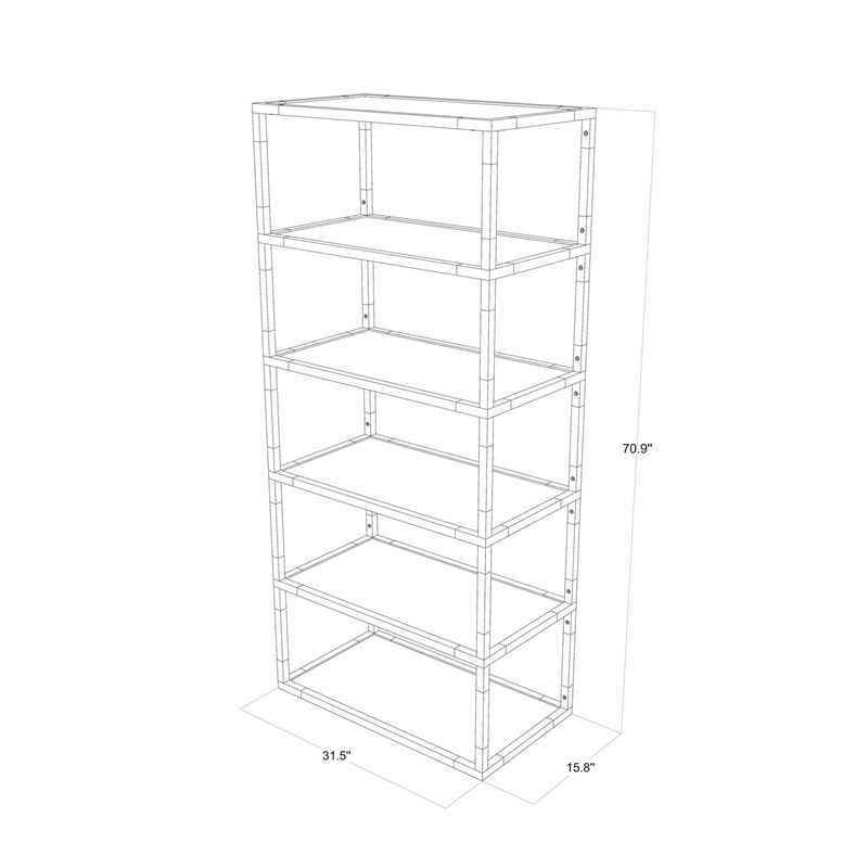 Pemberly Row Set of 2 Lucite Acrylic Bookcases with 6 Shelf in Clear