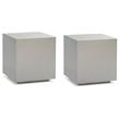 Pemberly Row Set of 2 Cube Modern Brushed Stainless Steel End Tables in Gray