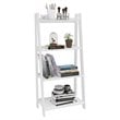 Pemberly Row Set of 2 4-Shelf Ladder Bookcases with Open Storage in White