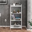 Pemberly Row Set of 2 4-Shelf Ladder Bookcases with Open Storage in White