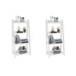 Pemberly Row Set of 2 4-Shelf Ladder Bookcases with Open Storage in White