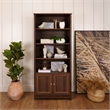 Pemberly Row Set of 2 Modern Door Bookcases in Walnut Finish