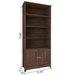 Pemberly Row Set of 2 Modern Door Bookcases in Walnut Finish
