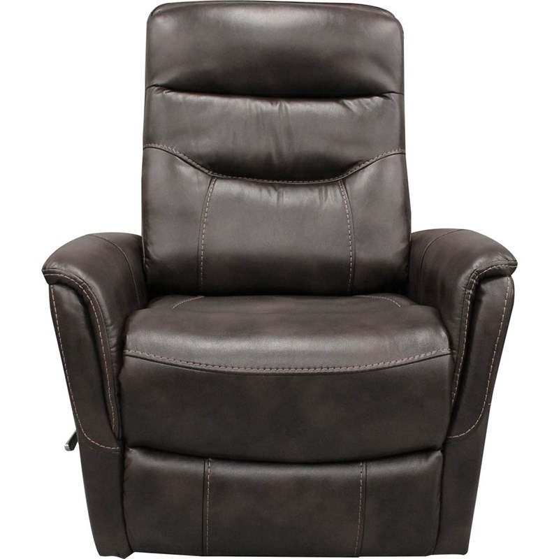 Pemberly Row Polyester/PU Manual Swivel Glider Recliner in Truffle Brown
