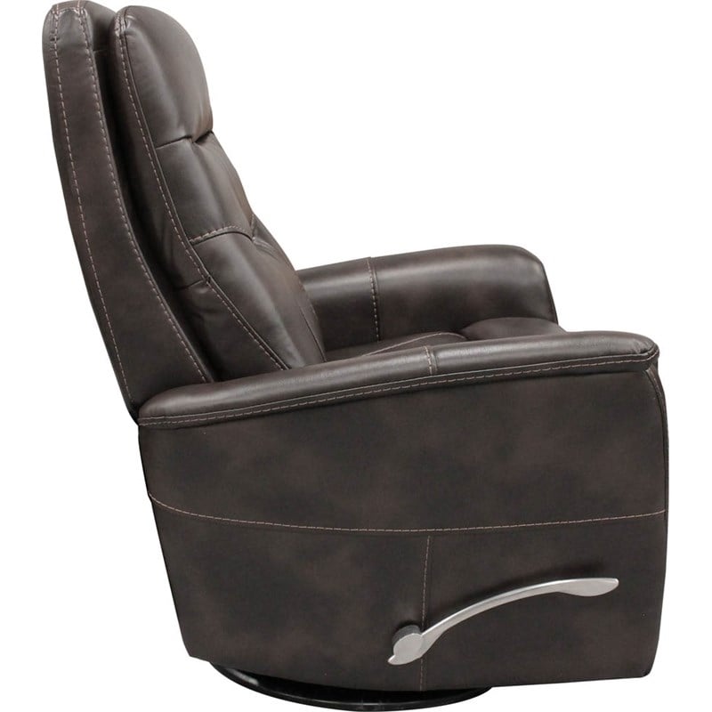 Pemberly Row Polyester/PU Manual Swivel Glider Recliner in Truffle Brown