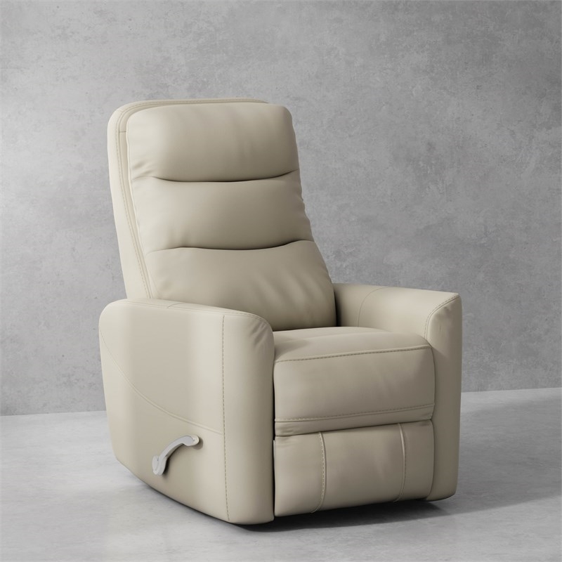 Pemberly Row Polyester/PU Manual Swivel Glider Recliner in Oyster