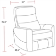 Pemberly Row Polyester/PU Manual Swivel Glider Recliner in Oyster