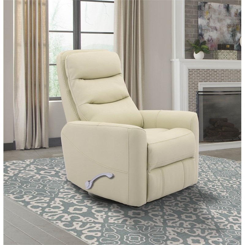 Pemberly Row Polyester/PU Manual Swivel Glider Recliner in Oyster