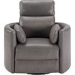 Pemberly Row Leather Power Cordless Swivel Glider Recliner in Gray