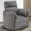 Pemberly Row Leather Power Cordless Swivel Glider Recliner in Gray