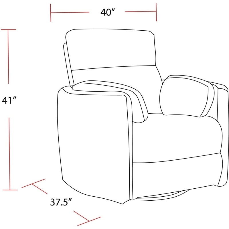 Pemberly Row Leather Power Cordless Swivel Glider Recliner in Gray