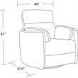 Pemberly Row Leather Power Cordless Swivel Glider Recliner in Gray