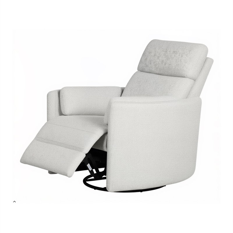 Pemberly Row Contemporary Fabric Power Swivel Glider Recliner in Natural Quartz
