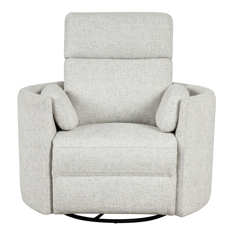 Pemberly Row Contemporary Fabric Power Swivel Glider Recliner in Natural Quartz