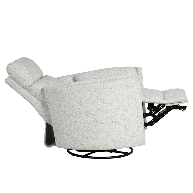 Pemberly Row Contemporary Fabric Power Swivel Glider Recliner in Natural Quartz
