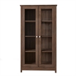 Pemberly Row Set of 2 Contemporary Walnut Bookcases for Home Decor