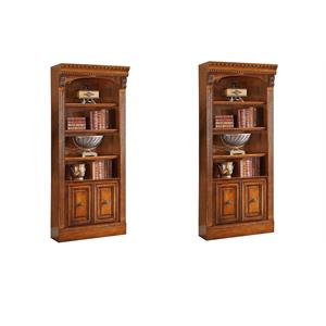 Pemberly Row Set of 2 32&quot Traditional Wood Open Top Bookcases in Brown