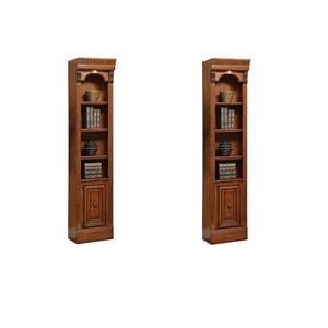 Pemberly Row Set of 2 21&quot Traditional Wood Open Top Bookcases in Brown