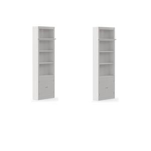 Pemberly Row Set of 2 32&quot Transitional Wood Open Top Bookcases in Cottage White