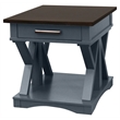 Pemberly Row Set of 2 Contemporary Wood End Tables in Denim Blue/Gray