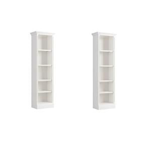 Pemberly Row Set of 2 24&quot Farmhouse Wood Bookcases in Effortless White
