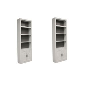 Pemberly Row Set of 2 Contemporary 32&quotW Wood Open Top Bookcases in White