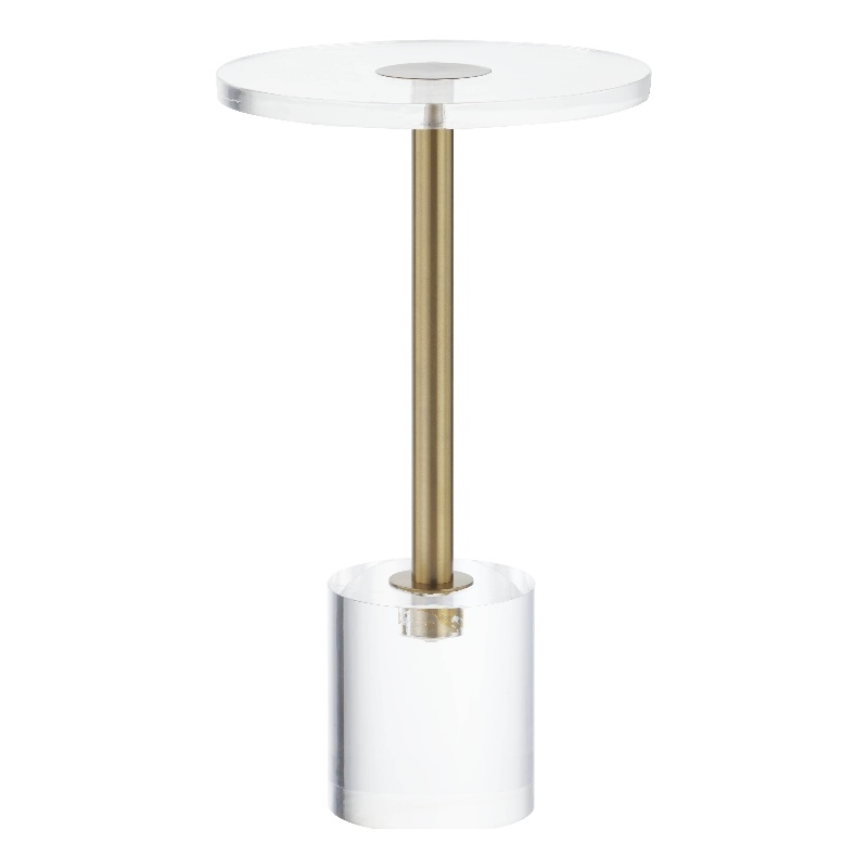 Pemberly Row Set of 2 Clear Plastic/Acrylic Martini End Tables with Gold Accents