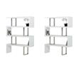 Pemberly Row Set of 2 Modern MDF & Stainless Steel Bookcases in White High Gloss
