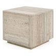 Pemberly Row Set of 2 Contemporary Travertine Square End Tables