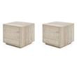 Pemberly Row Set of 2 Contemporary Travertine Square End Tables