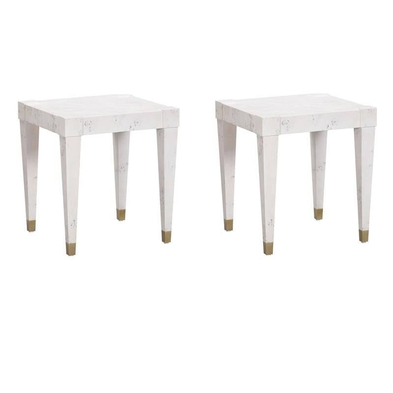 Pemberly Row Set of 2 Contemporary Engineered Wood End Tables in White