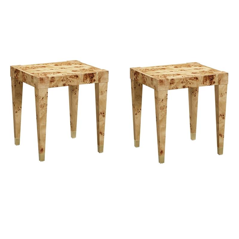 Pemberly Row Set of 2 Engineered Wood End Tables in Natural Brown