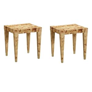 Pemberly Row Set of 2 Engineered Wood End Tables in Natural Brown