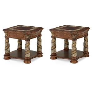 Pemberly Row Set of 2 Contemporary Wood End Tables - Classic Chestnut