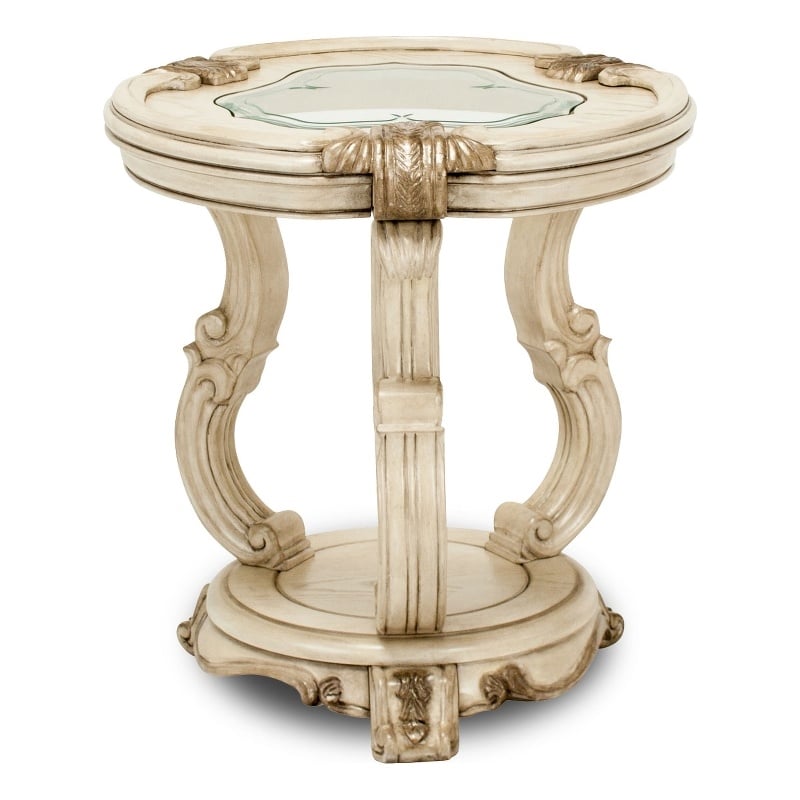 Pemberly Row Set of 2 Wood Chairside End Tables - Champagne Ivory