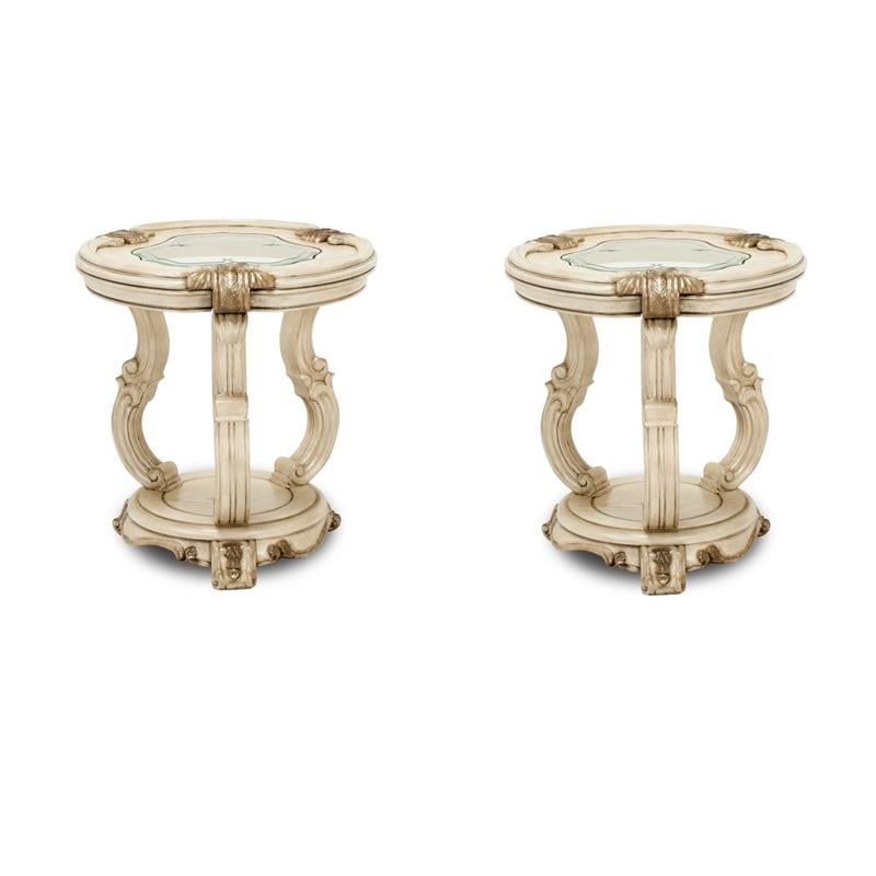 Pemberly Row Set of 2 Wood Chairside End Tables - Champagne Ivory