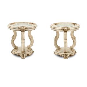 Pemberly Row Set of 2 Wood Chairside End Tables - Champagne Ivory