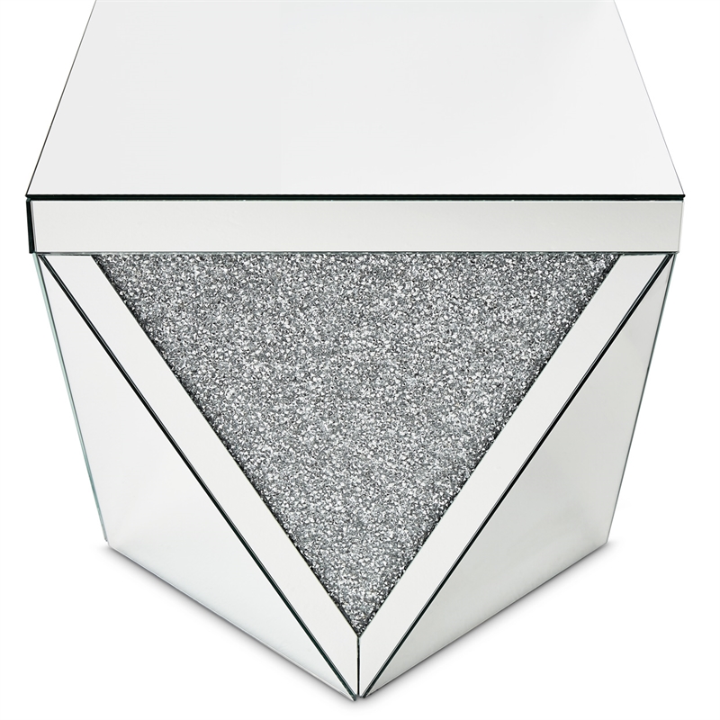 Pemberly Row Set of 2 Contemporary Mirrored Crystal End Tables