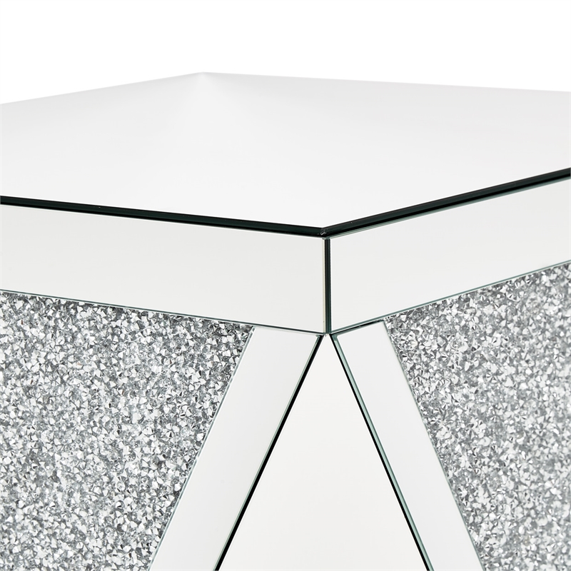 Pemberly Row Set of 2 Contemporary Mirrored Crystal End Tables
