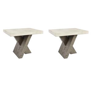 Pemberly Row Set of 2 Transitional End Tables in Antique White/Corsican Gray