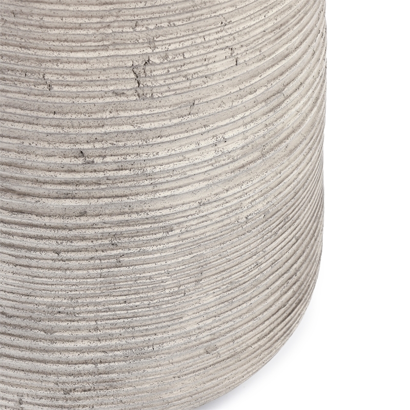 Pemberly Row Set of 2 Concrete Stone Outdoor End Tables in Rough Light Gray